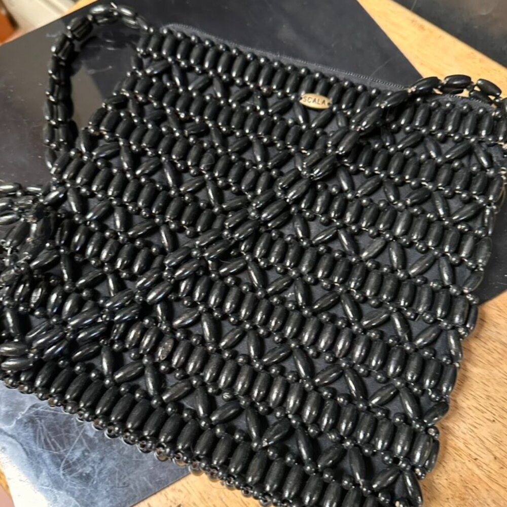 Scala Beaded Crochet Bag Vintage Hippie Bohemian Beatnik Club Crossbody
